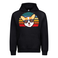 Black cool corgi vintage 80s dog lover Urban Hoodie - linhVisuals