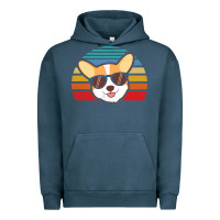 Pigment Midnight Navy cool corgi vintage 80s dog lover Urban Hoodie - linhVisuals