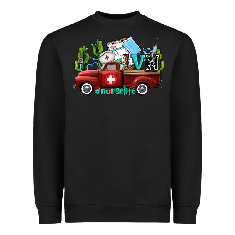 Lvn Nurse Truck With Cactus And Sunflowers Heavyweight Sweatshirt by AdoDesignShop | Teevron