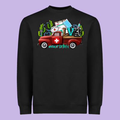 Lvn Nurse Truck With Cactus And Sunflowers Heavyweight Sweatshirt Designed By Adodesignshop