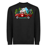 Black lvn nurse truck with cactus and sunflowers Heavyweight Sweatshirt - AdoDesignShop