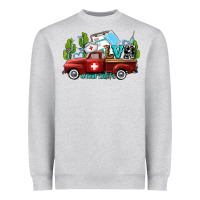 Heather Grey lvn nurse truck with cactus and sunflowers Heavyweight Sweatshirt - AdoDesignShop