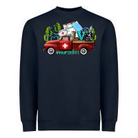Navy lvn nurse truck with cactus and sunflowers Heavyweight Sweatshirt - AdoDesignShop