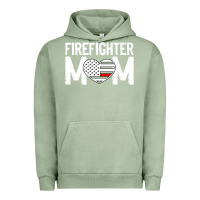 Pigment Oil Green female firefighter mom thin red line flag firefighting premium Urban Hoodie - linhVisuals