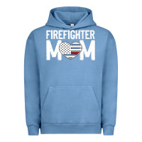Pigment Pebble Blue female firefighter mom thin red line flag firefighting premium Urban Hoodie - linhVisuals
