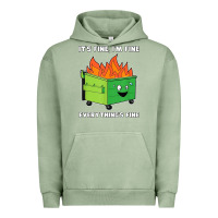 Pigment Oil Green dumpster fire its fine im fine Urban Hoodie - linhVisuals