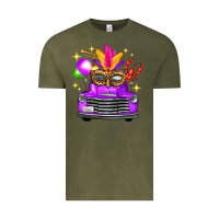 Vintage Olive Mardi Gras Truck Leopard Mask Vintage Tee - FaDigitalArtStudio