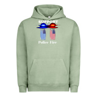 Pigment Oil Green support our police & fire departments   1st responders premium Urban Hoodie - linhVisuals
