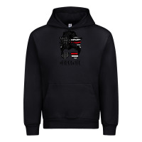 Black fire wife messy bun firefighter wife thin red line husband Urban Hoodie - linhVisuals