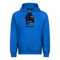 Cobalt fire wife messy bun firefighter wife thin red line husband Urban Hoodie - linhVisuals