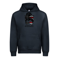 Navy fire wife messy bun firefighter wife thin red line husband Urban Hoodie - linhVisuals