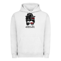 Pigment Lunar Rock fire wife messy bun firefighter wife thin red line husband Urban Hoodie - linhVisuals