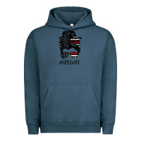 Pigment Midnight Navy fire wife messy bun firefighter wife thin red line husband Urban Hoodie - linhVisuals