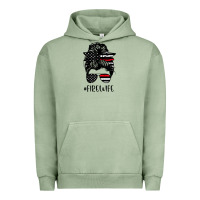 Pigment Oil Green fire wife messy bun firefighter wife thin red line husband Urban Hoodie - linhVisuals