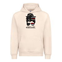 Sandshell fire wife messy bun firefighter wife thin red line husband Urban Hoodie - linhVisuals