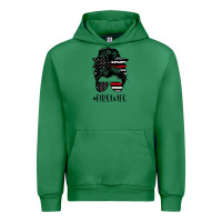 Emerald fire wife messy bun firefighter wife thin red line husband Urban Hoodie - linhVisuals