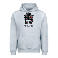 Heather Grey fire wife messy bun firefighter wife thin red line husband Urban Hoodie - linhVisuals