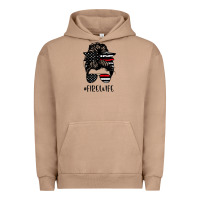 Pigment Burro fire wife messy bun firefighter wife thin red line husband Urban Hoodie - linhVisuals