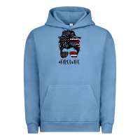 Pigment Pebble Blue fire wife messy bun firefighter wife thin red line husband Urban Hoodie - linhVisuals