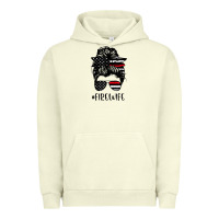 Pigment Pistachio fire wife messy bun firefighter wife thin red line husband Urban Hoodie - linhVisuals