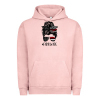 Fire Wife Messy Bun Firefighter Wife Thin Red Line Husband Urban Hoodie | Teevron