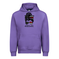 Tulip fire wife messy bun firefighter wife thin red line husband Urban Hoodie - linhVisuals