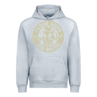 Heather Grey i love guns bacon pork pig funny gun Urban Hoodie - linhVisuals