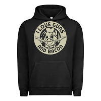 Pigment Black i love guns bacon pork pig funny gun Urban Hoodie - linhVisuals
