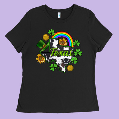 Texas Map St. Patrick's Ladies Tee Designed By Cowgirlartshop