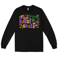 Black happy mardi gras Long Sleeve Tee - FaDigitalArtStudio