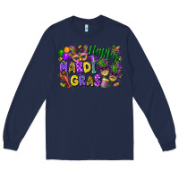 Navy happy mardi gras Long Sleeve Tee - FaDigitalArtStudio