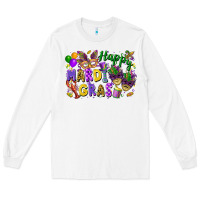 White happy mardi gras Long Sleeve Tee - FaDigitalArtStudio