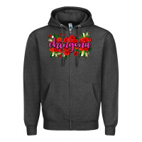 Charcoal Heather Chingona with roses Zipper Hoodie - AdoDesignShop