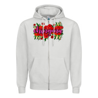 Dove Grey Chingona with roses Zipper Hoodie - AdoDesignShop