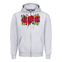 Heather Grey Chingona with roses Zipper Hoodie - AdoDesignShop