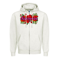 Oatmeal Heather Chingona with roses Zipper Hoodie - AdoDesignShop