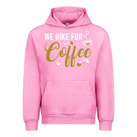 Fuchsia Pink we bike for coffee t shirt Urban Hoodie - linhVisuals