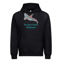 Black san juan islands upward orca killer whale native american raglan baseb Urban Hoodie - linhVisuals