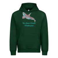 Forest Green san juan islands upward orca killer whale native american raglan baseb Urban Hoodie - linhVisuals