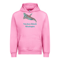 Fuchsia Pink san juan islands upward orca killer whale native american raglan baseb Urban Hoodie - linhVisuals