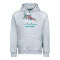 Heather Grey san juan islands upward orca killer whale native american raglan baseb Urban Hoodie - linhVisuals