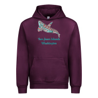 Mauve Wine san juan islands upward orca killer whale native american raglan baseb Urban Hoodie - linhVisuals