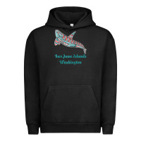 Pigment Black san juan islands upward orca killer whale native american raglan baseb Urban Hoodie - linhVisuals