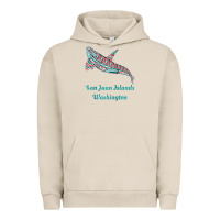 Pigment French Oak san juan islands upward orca killer whale native american raglan baseb Urban Hoodie - linhVisuals