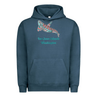 Pigment Midnight Navy san juan islands upward orca killer whale native american raglan baseb Urban Hoodie - linhVisuals