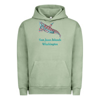 Pigment Oil Green san juan islands upward orca killer whale native american raglan baseb Urban Hoodie - linhVisuals