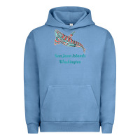 Pigment Pebble Blue san juan islands upward orca killer whale native american raglan baseb Urban Hoodie - linhVisuals