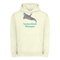 Pigment Pistachio san juan islands upward orca killer whale native american raglan baseb Urban Hoodie - linhVisuals