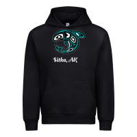 Black sitka alaska native american tribal orca killer whale raglan baseball Urban Hoodie - linhVisuals