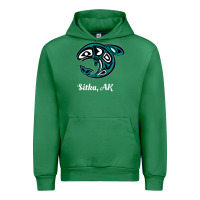 Emerald sitka alaska native american tribal orca killer whale raglan baseball Urban Hoodie - linhVisuals